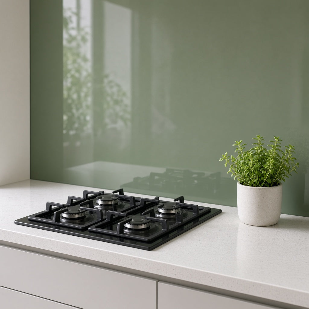 Painted Glass Splashback – Colour Matched